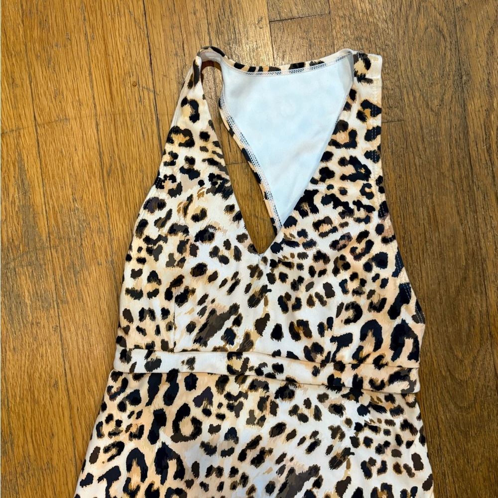 Leopard Print One-Piece Swimsuit - Neutral Tones